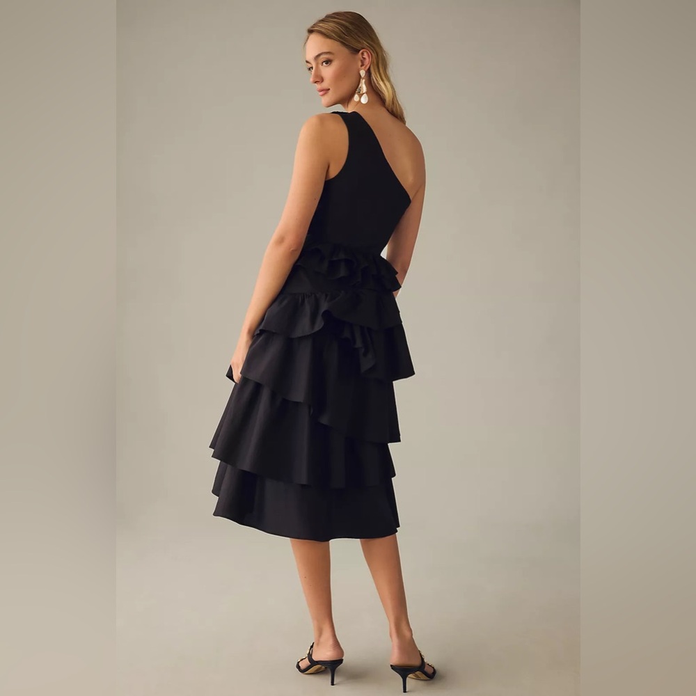 By Anthropologie One-Shoulder Tiered Midi Dress - Picture 2 of 4